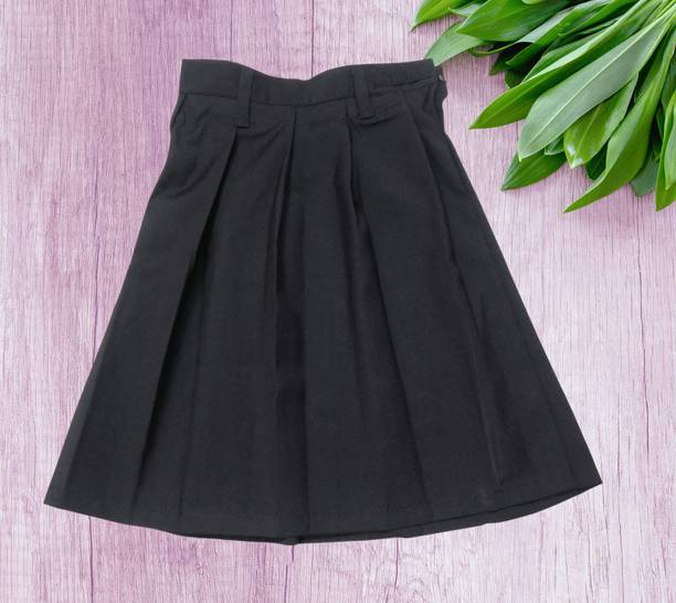 Abhima Fashion Solid Girls Regular Black Skirt