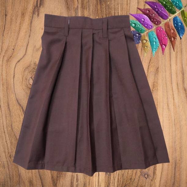 Abhima Fashion Solid Girls Regular Brown Skirt