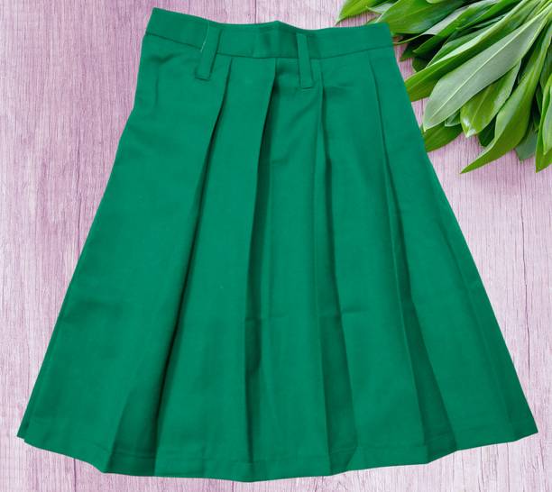 Abhima Fashion Solid Girls Regular Green Skirt