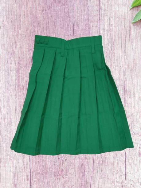 Abhima Fashion Solid Girls Regular Green Skirt