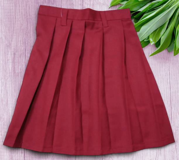 Abhima Fashion Solid Girls Regular Maroon Skirt