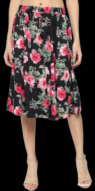 Women Floral Print A-line Multicolor Skirt