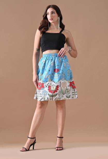 Women Floral Print A-line Multicolor Skirt