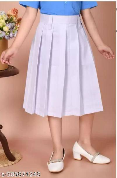 OSD Solid Girls Regular White Skirt