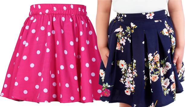 ROZZBY Polka Print Girls Flared Multicolor Skirt