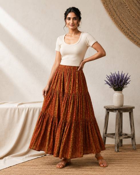 Women Printed Skorts Beige Skirt