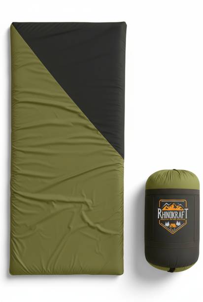 RHINOKraft Spartan Olive Rectangular Lightweight 1.3 kg | Comfort 12 °Celcius | Double Side Sleeping Bag
