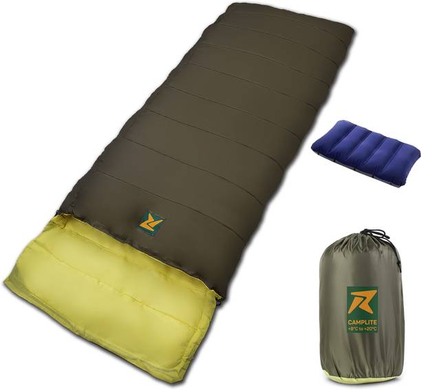 Rocksport Camplite Indoor & Outdoor Temp 8°C to 20°C, 1.1Kg (Army Green & Yellow) Sleeping Bag