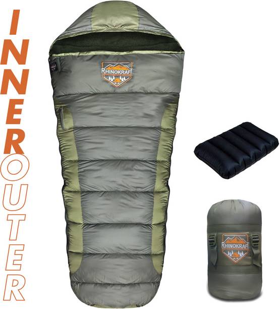 RHINOKraft Mummy Shape | Army 0 Degree | Detachable Liner |2.65 Kg Sleeping Bag