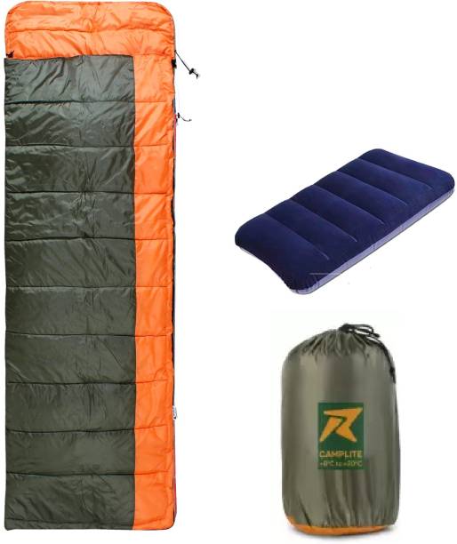Rocksport Camplite Indoor & Outdoor Temp 8°C to 20°C, 1.1Kg (Orange & Army Green) Sleeping Bag