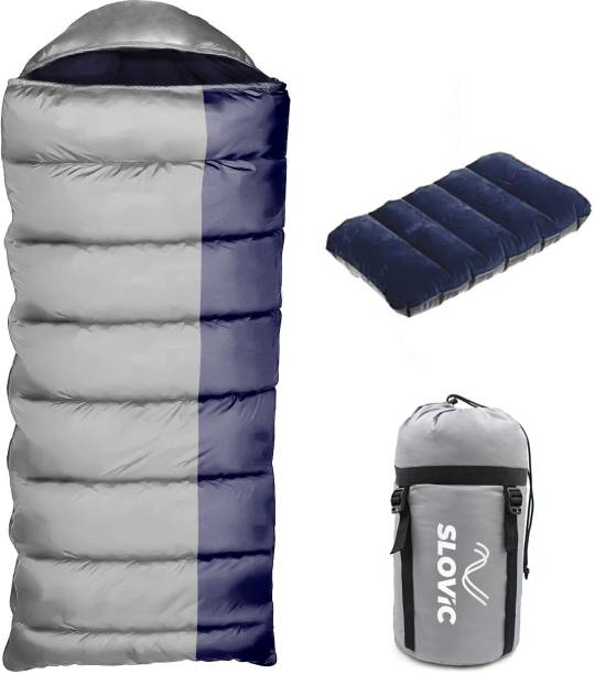 SLOVIC Camping Sleeping Bag (0° to 10°C) with Pillow | Ideal for Indoors & Outdoors Sleeping Bag