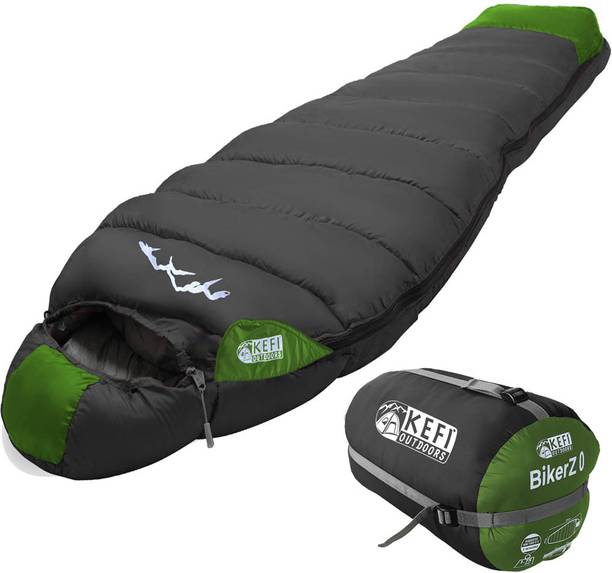 Kefi Outdoors Black Large DWR Fleece Lined for Travel & Camping Sleeping Bag, -5 to -10 C. 2000g Sleeping Bag