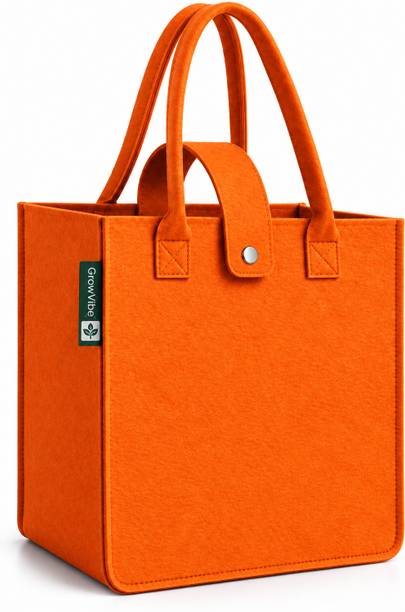 Growvibe Orange Tote Felt Tote Bag for Women, Stylish Handbag, Ladies Bag, Shoulder Bag, Office, Gift