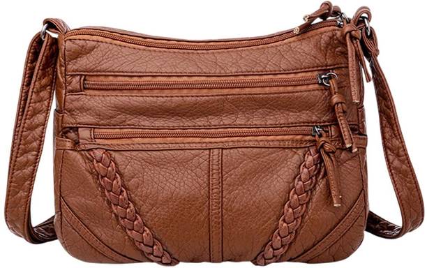 Brown Women Sling Bag Women's Pu Leather Material With Style , Sling Bag