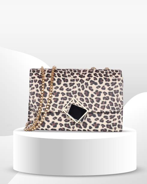 Brown, Beige Women Sling Bag