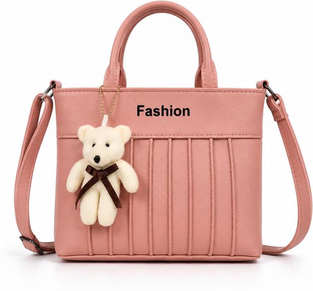 Beige Women Sling Bag Women's Structured Sling Bag with Adjustable Shoulder Strap,Teddy Charm