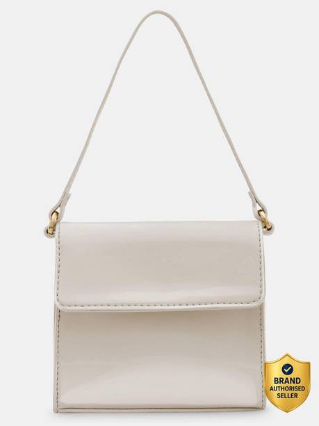 Fastrack White Women Sling Bag Patent Finish