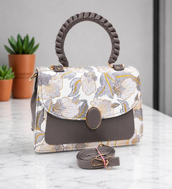Grey Women Sling Bag Floral Sling Bag For Women and Girls