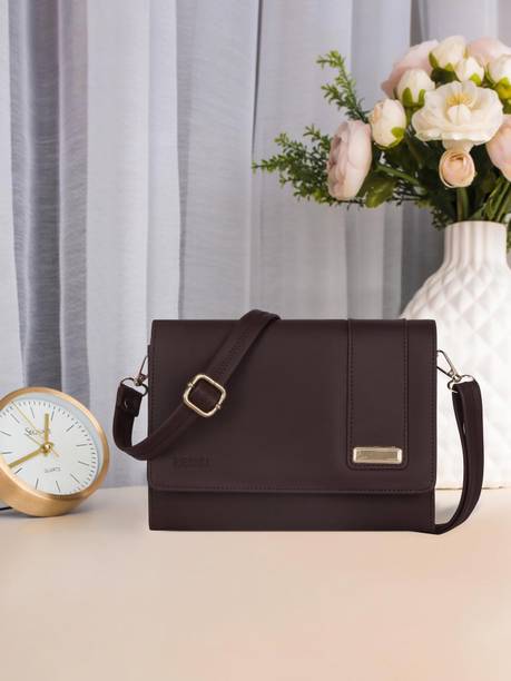 Brown Women Sling Bag women's with shoulder strap and 8 pocket