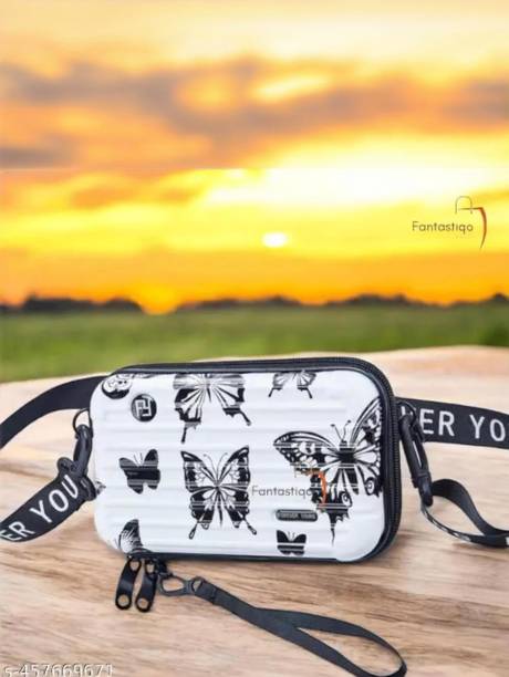 White, Black Women Sling Bag 103_SBBUTTERFLY