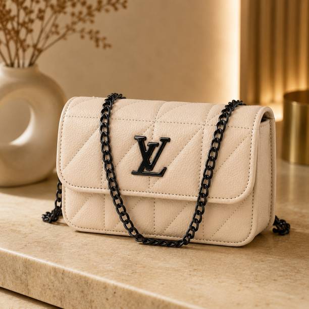 Beige Women Sling Bag Quilted Sling Bag