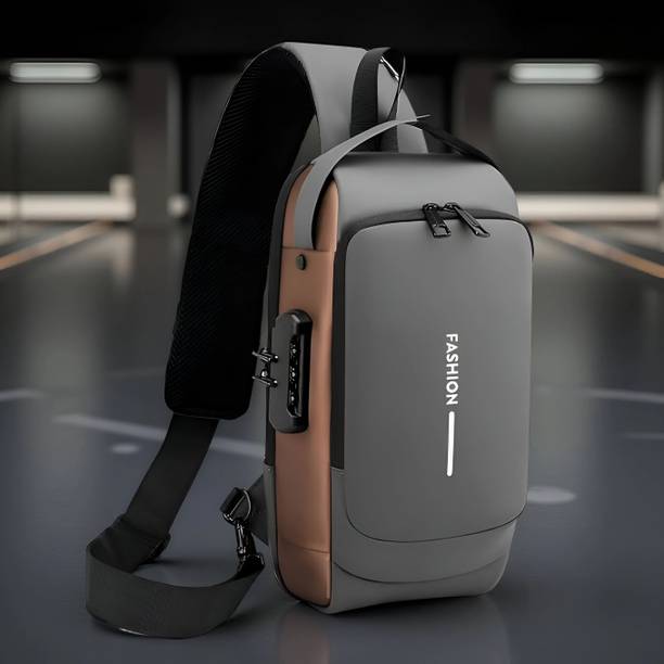 Grey Men & Women Sling Bag Crossbody Sling Bag for Men Daily Use with Multiple Compartments