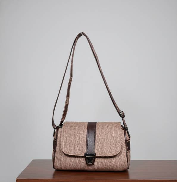 Brown Women Sling Bag Front flap jute sling bag