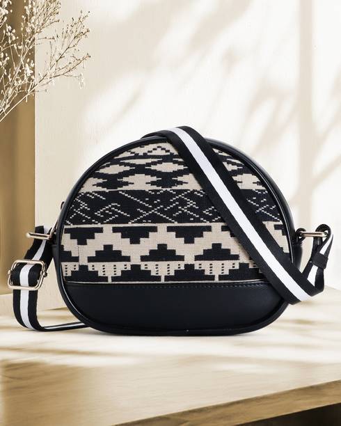 Black Women Shoulder Bag Cross Body Black & Cream