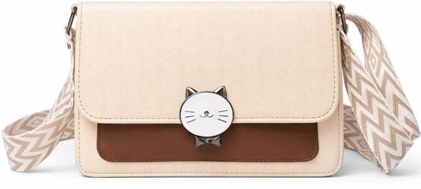 Beige Women Sling Bag Casual cat Sling Bag for Women Trendy Korean style