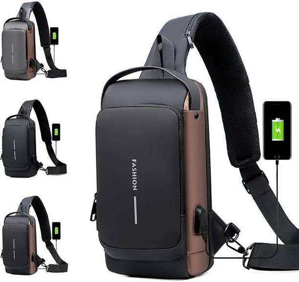 Small 20 L Backpack Stylish Cross Sling Back Bag, USB Port & Security Lock Perfect for Travel_UE181
