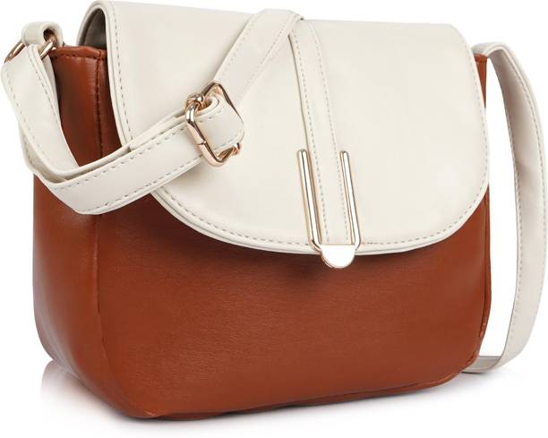 Tan Women Sling Bag Girls Shoulder Bag Saddle Style Adjustable Strap Magnetic Snap Crossbody Bag