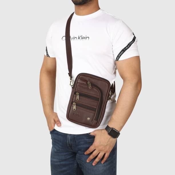 Price History of Brown Men Sling Bag Trendy Leather Sling Bag For