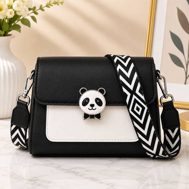 Black, White Women Sling Bag Panda Elegant Premium Fashion Sling Bag for Women Large Capacity Black