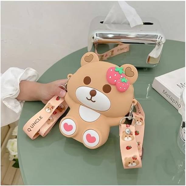 Arizuul Multicolor Sling Bag My Sac Lusu Bear Silicone Adorable Bag With Comb, Mirror, Keychain, Strap