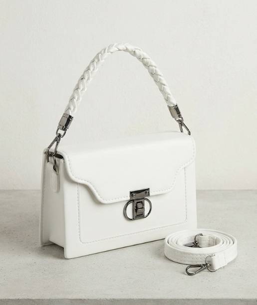 White Women Sling Bag White braided sling