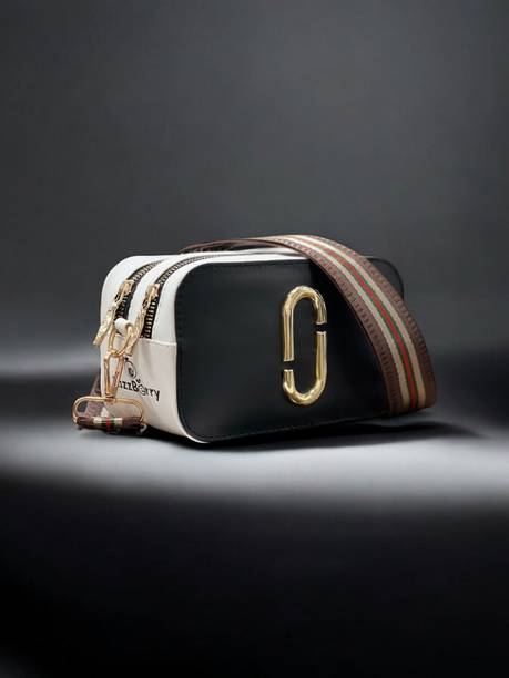 Black Women Sling Bag Women Metal Zip Sling Bag