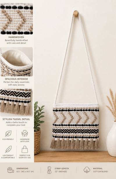 Beige Women Sling Bag Gold Black Sling Bag