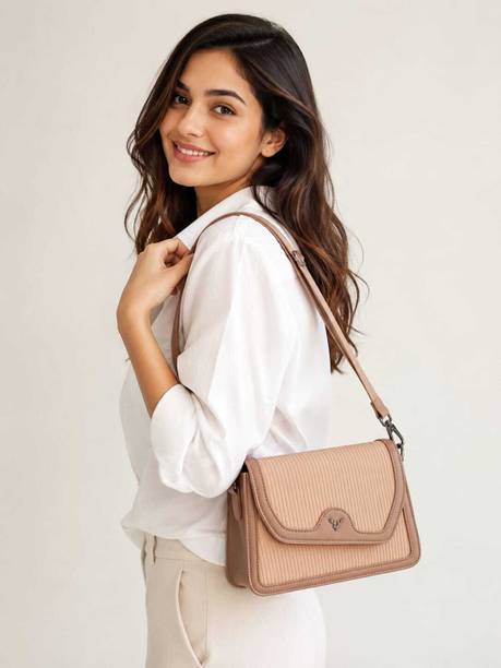 Pink Women Sling Bag Elegant Beige & Gray Shoulder Purse