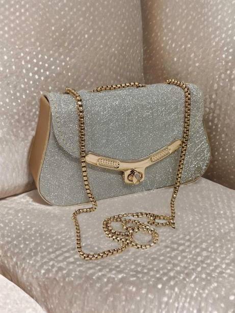 Gold Women Sling Bag Glitter Texture Sling Bag