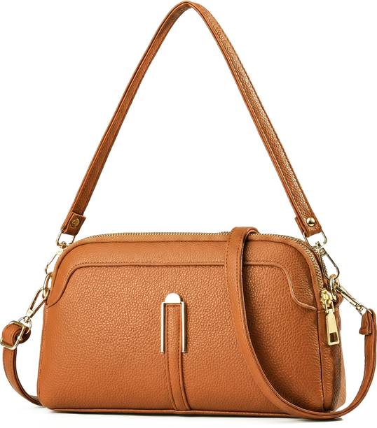 Tan Women Sling Bag Horse & Hash Crossbody Structured Sling Bag-Stylish Purse for Daily & Travel Use