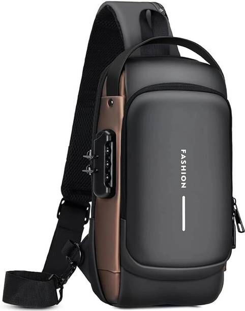 Modinity Black Shoulder Bag Sling Bag for Men |Anti-theft Crossbody Bag USB PU Shoulder Bag