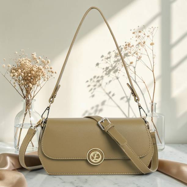 Brown Women Sling Bag Convertible PU Leather Flap Purse