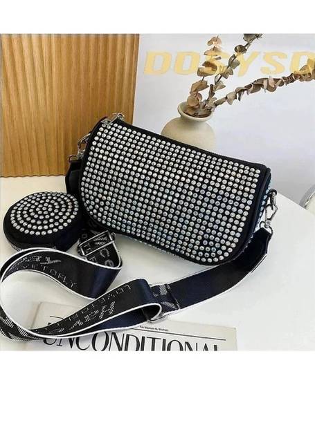 DOSYSO Multicolor Women Sling Bag Rhinestone crossbody sling bag for Women girls party wedding combo coin Purse