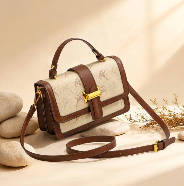 Beige, Brown Women Sling Bag Trendy Stylish Crossbody