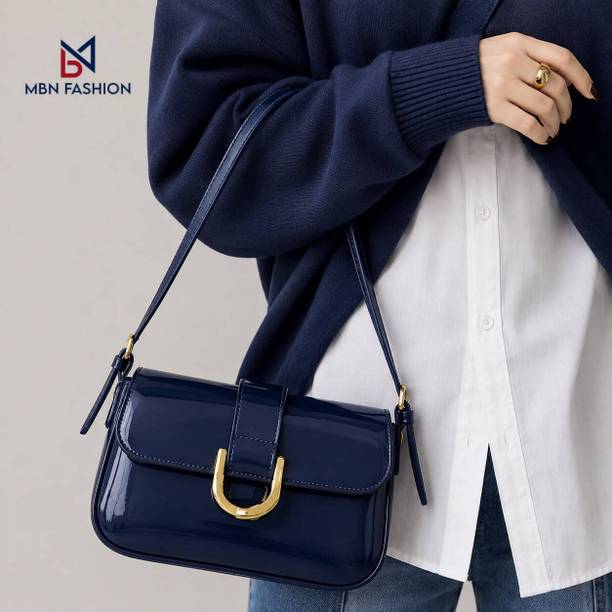 Blue Women Sling Bag Korean Glossy Flap Sling Bag