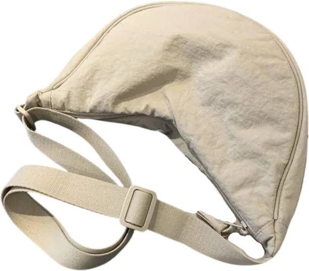 Beige Women Sling Bag half moon shaped sling bag for women girls