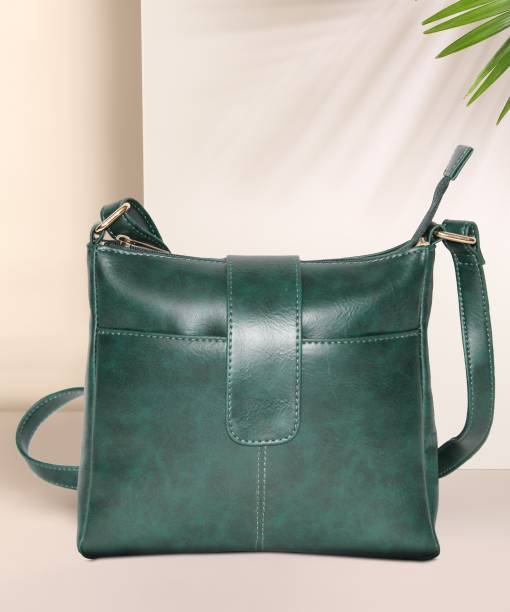 METRONAUT Green Sling Bag WOMEN'S PU LEATHER SINGLE COMPARTMENT GREEN SLING BAG