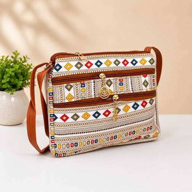 White Women Sling Bag Elegant Women's Multi Pocket Sling Bag