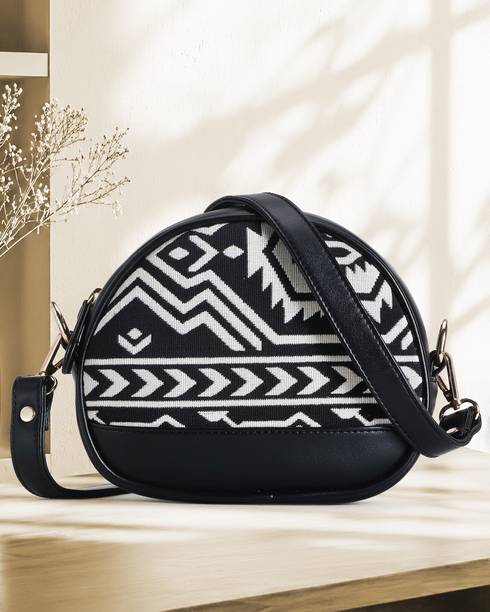 Black, White Women Sling Bag Women Crossbody Bag