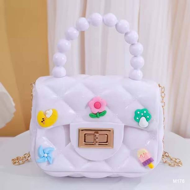BTB White Sling Bag Blush Charm Quilted Mini Handbag@White176
